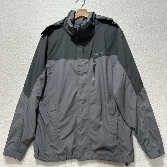Marmot Windbreaker Jacket Gorpcore Full Zip Hooded Gray Outdoor Hiking Size L - Picture 1 of 16